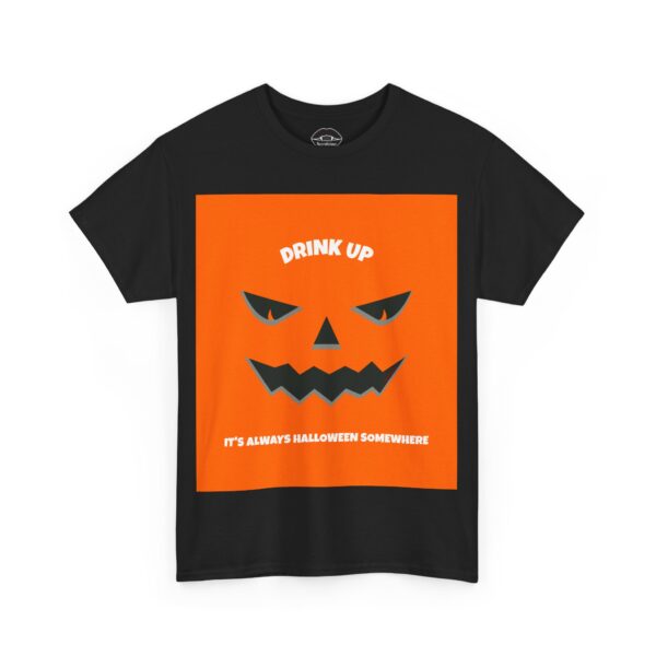 Necrolicious “Drink Up It’s Always Halloween Somewhere” Pumpkin Horror Goth Meme 100% Cotton Unisex Tee