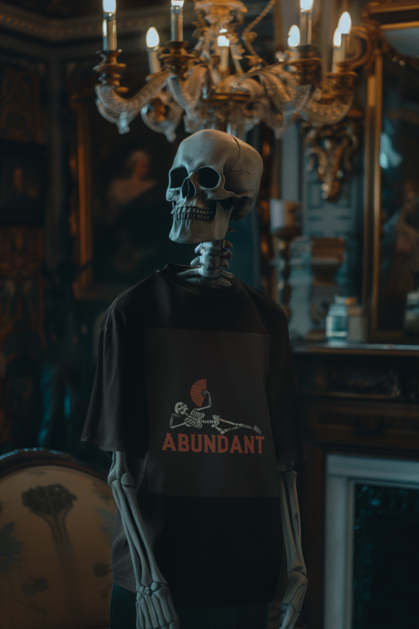 Necrolicious “Abundant” Funny Luxury Skeleton Skull Meme 100% Cotton Unisex Tee - Image 2