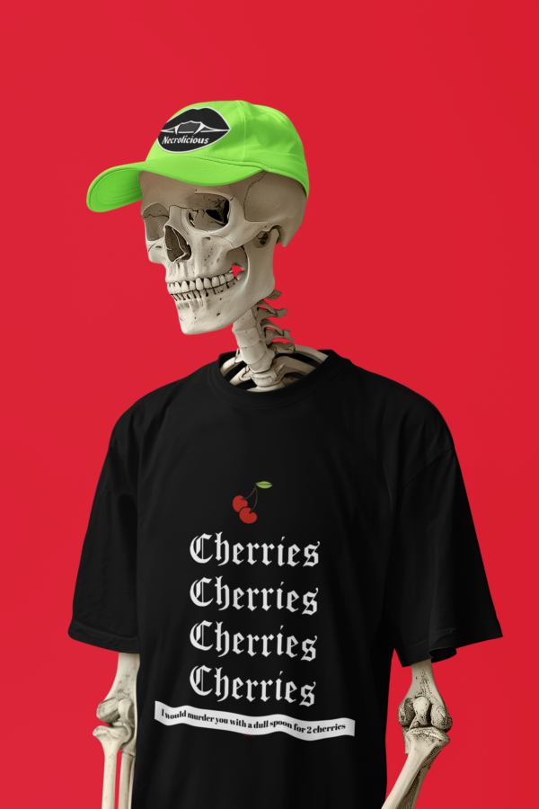 Necrolicious “Cherries” Funny Cherry Meme 100% Cotton Unisex Tee - Image 2