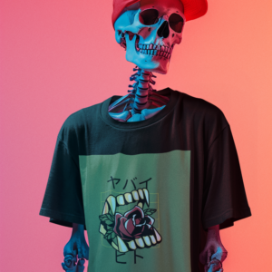 Necrolicious 日本語「ヤバイヒト」面白い吸血鬼の牙タトゥーミーム綿100% 男女兼用Tシャツ