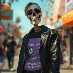 Necrolicious “Battery Killer” Funny Death Grim Reaper Meme 100% Cotton Unisex Tee