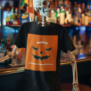 Necrolicious “Drink Up It’s Always Halloween Somewhere” Pumpkin Horror Goth Meme 100% Cotton Unisex Tee