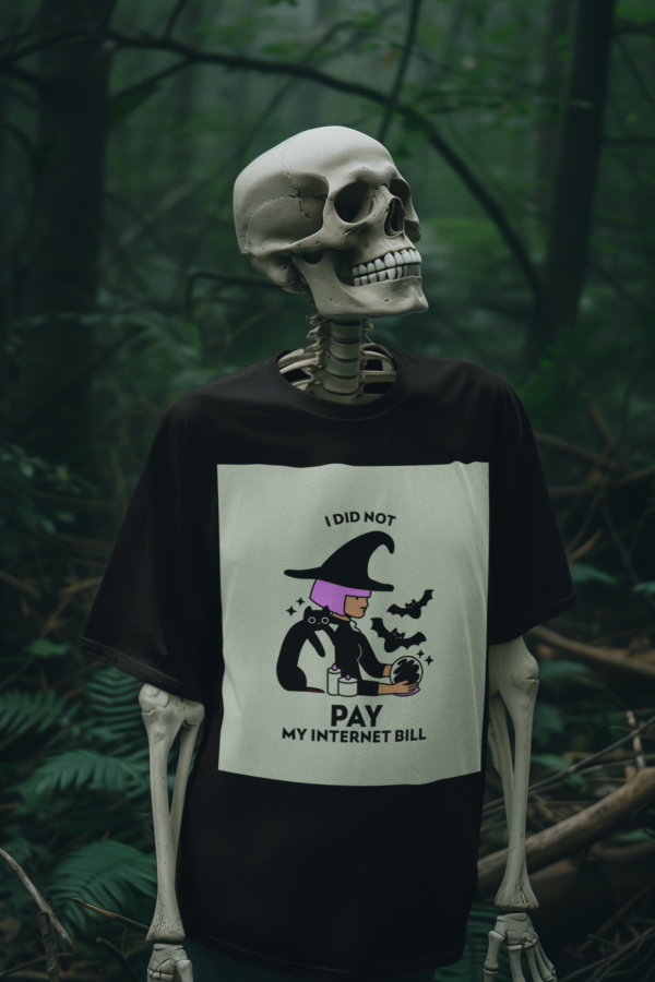 Necrolicious “I Did Not Pay My Internet Bill” Funny Broke Witch Goth Witchcraft Crystal Ball Meme 100% Cotton Unisex Tee - Image 3