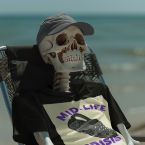 Necrolicious “Mid-Life Crisis” Funny Ironic Goth Metal Crocs Meme 100% Cotton Unisex Tee