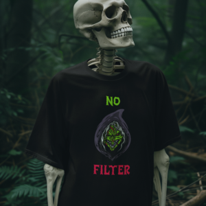 Necrolicious “No Filter” Body Positive Black Magick Viral Influencer Witch Hashtag Goth Meme 100% Cotton Unisex Tee