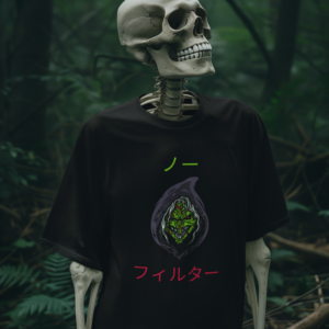Necrolicious 日本語「ノーフィルター」面白い魔女魔術ミーム 綿100% 男女兼用Tシャツ