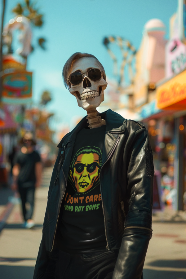 Necrolicious “I Don't Care Who Ray Bans” Funny Dracula Vampire Sunglasses Meme 100% Cotton Unisex Tee - Image 2